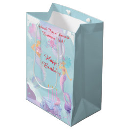 Bolsa De Regalo Mediana ¡Sumérgete en una Fiesta de Cumpleaños de Sirena!