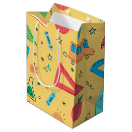 Bolsa De Regalo Mediana Suministros amarillos de vuelta a la escuela