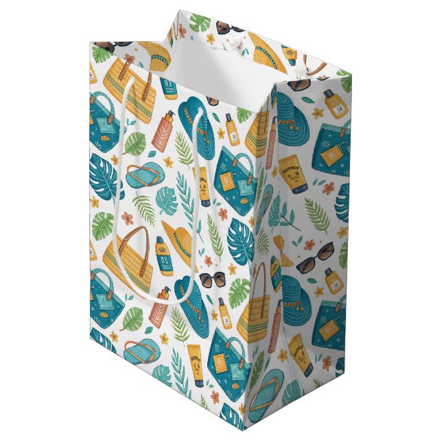 Bolsa De Regalo Mediana Summer Beach Essentials Pattern (1) (Angulo Anverso)
