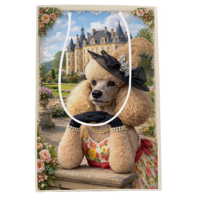 Bolsa De Regalo Mediana  Summer Is In The Air, Poodle  (Anverso)