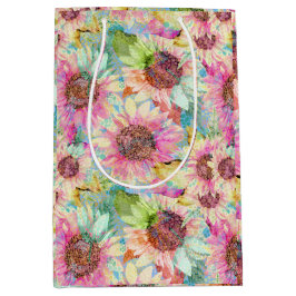 Bolsa De Regalo Mediana Sunflower acuarela romántica