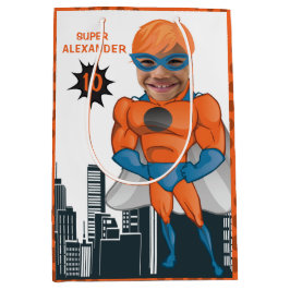 Bolsa De Regalo Mediana Superhéroe músculo hombre Naranja gran diversión c