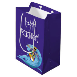 Bolsa De Regalo Mediana Surfista de cumpleaños en oleada