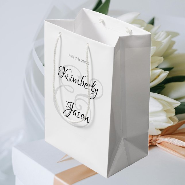 Bolsa De Regalo Mediana Sus nombres y fecha de escritura, negros y grises (Subido por el creador)