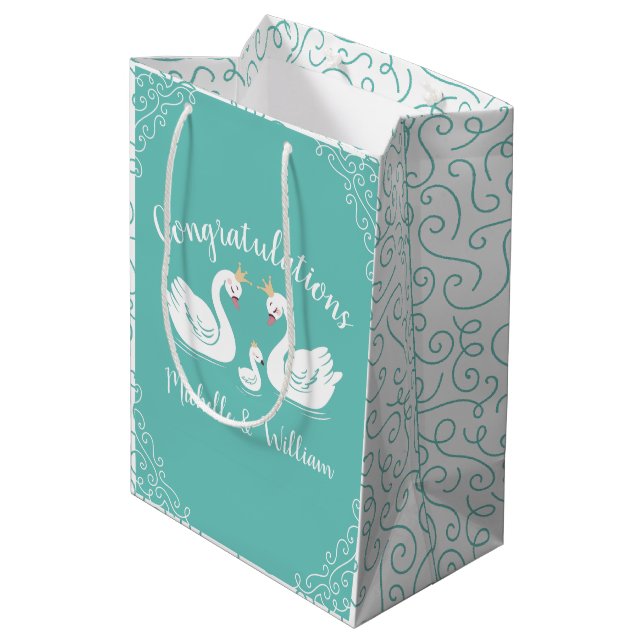 Bolsa De Regalo Mediana Swan Baby Shower (Angulo reverso)