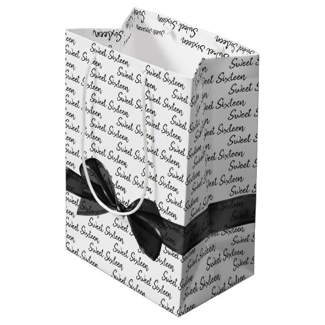 Bolsa De Regalo Mediana Sweet 16 Birthday Bow On White (Angulo reverso)