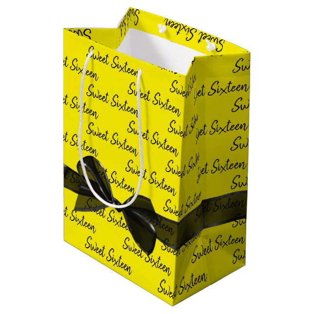 Bolsa De Regalo Mediana Sweet 16 Birthday Bow On Yellow (Angulo reverso)