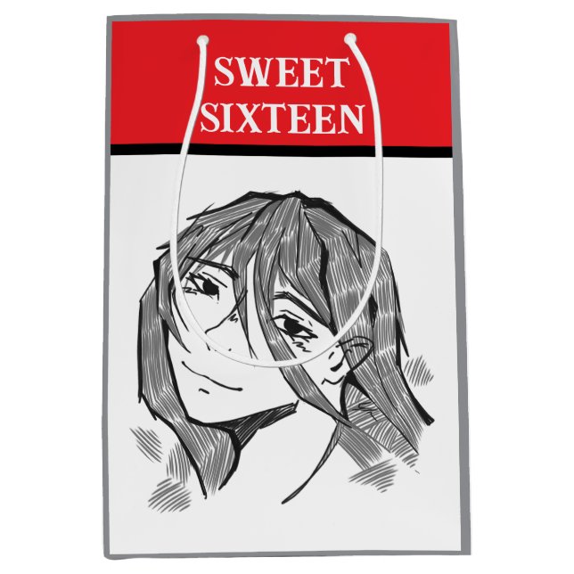 Bolsa De Regalo Mediana Sweet 16 lineart  (Anverso)
