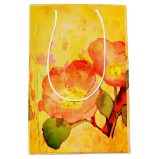 Bolsa De Regalo Mediana Sweet Briar Yellow Pinks Floral Gift Bag
