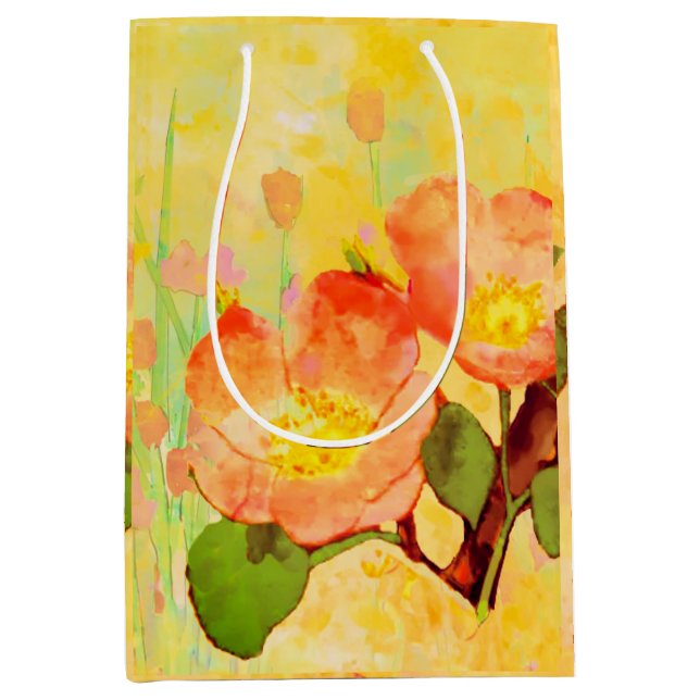 Bolsa De Regalo Mediana Sweet Briar Yellow Pinks Floral Gift Bag (Anverso)
