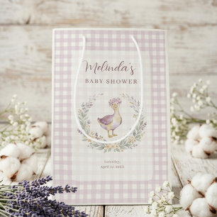 Bolsa De Regalo Mediana Sweet Lilac Gingham Baby Goose Baby Shower LPM26