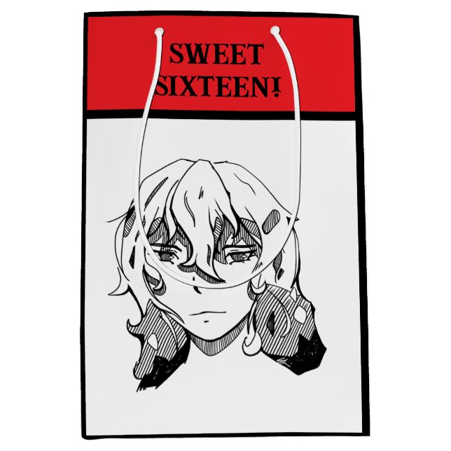 Bolsa De Regalo Mediana Sweet Sixteen Lineart (Anverso)