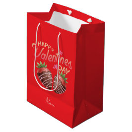 Bolsa De Regalo Mediana Sweet Strawberry Valentine's Day Personalized 