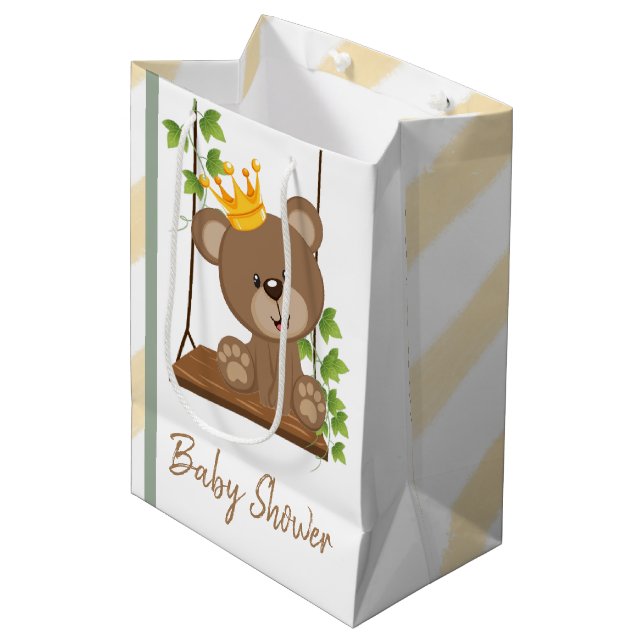 Bolsa De Regalo Mediana Swing Flora Prince Bear Boy Baby Shower (Angulo Anverso)