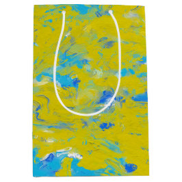 Bolsa De Regalo Mediana Swirls amarilla, azul y blanca