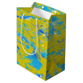 Bolsa De Regalo Mediana Swirls amarilla, azul y blanca