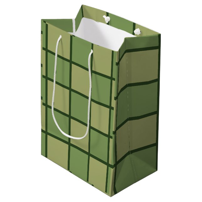 Bolsa De Regalo Mediana tablero de ajedrez verde (Angulo Anverso)