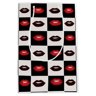 Bolsa De Regalo Mediana Tablero de cheques negro y blanco con vibraciones