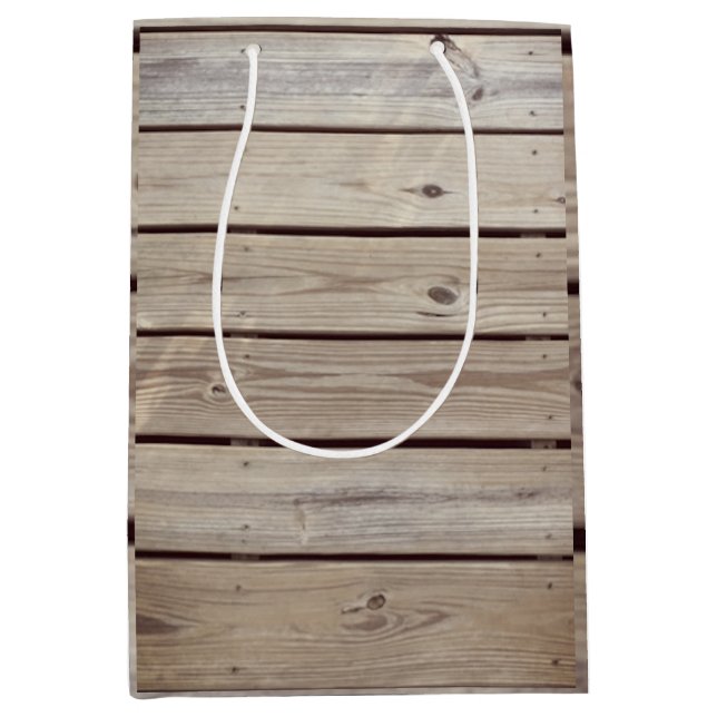 Bolsa De Regalo Mediana Tablones de madera rústica falsa (Anverso)