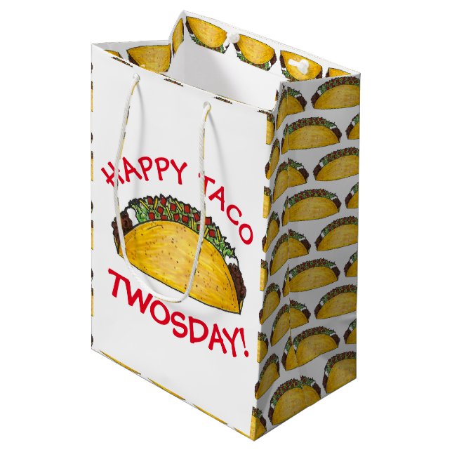 Bolsa De Regalo Mediana Taco TWOSday Martes 2 cumpleaños Fiesta Fiesta (Angulo Anverso)