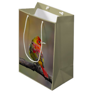 Bolsa De Regalo Mediana Tángara escarlata mudando - Fotografía original