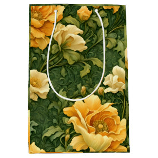 Bolsa De Regalo Mediana Tapiz Floral Dorado