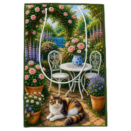 Bolsa De Regalo Mediana Tarde en el jardín, gato