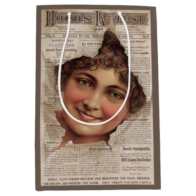 Bolsa De Regalo Mediana Tarjeta comercial de 1884 Hood's Tooth Powder (Anverso)