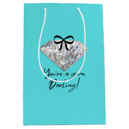 Bolsa De Regalo Mediana Tarjeta de agradecimiento Teal & Diamond