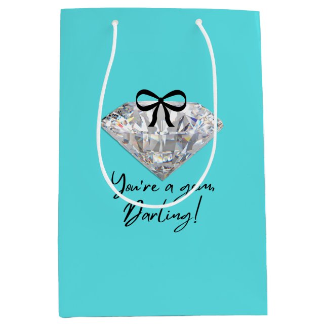 Bolsa De Regalo Mediana Tarjeta de agradecimiento Teal & Diamond (Anverso)