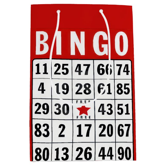 Bolsa De Regalo Mediana Tarjeta De Bingo Rojo Y Blanco (Anverso)