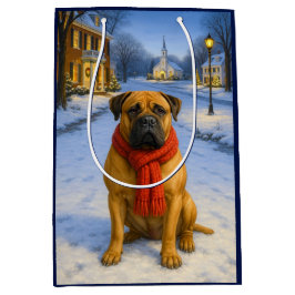 Bolsa De Regalo Mediana Tarjeta de Navidad de Bullmastiff