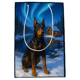 Bolsa De Regalo Mediana Tarjeta de Navidad de Pinscher Alemán