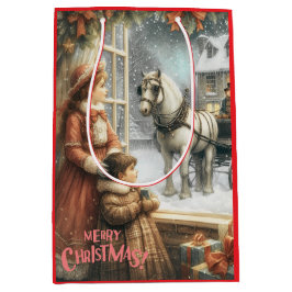 Bolsa De Regalo Mediana Tarjeta de Navidad Rústica Victoriana