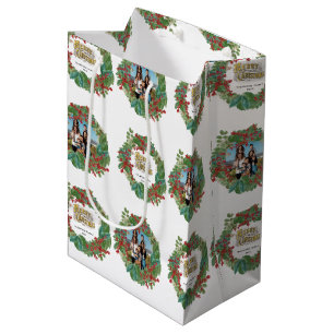 Bolsa De Regalo Mediana Tarjeta navideña navidad con foto familiar