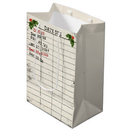 Bolsa De Regalo Mediana Tarjetas de biblioteca antiguas de navidades de 20