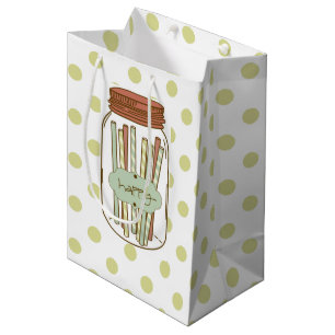 Bolsa De Regalo Mediana Tarro de albañil y giftbag felices de la paja