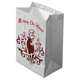 Bolsa De Regalo Mediana Tartán Colocó Cerveza En El Diseño De Snowflake