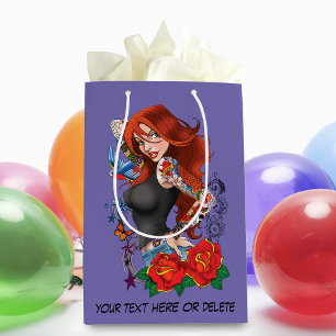 Bolsa De Regalo Mediana Tattoos de la mujer de Redhead