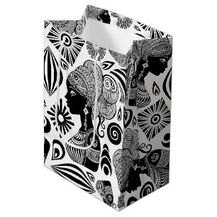 Bolsa De Regalo Mediana Tatuaje tribal de retrato Chica africano