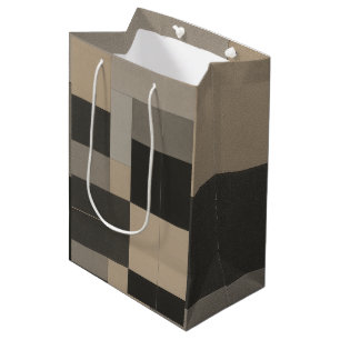 Bolsa De Regalo Mediana Taupe Moderno y Geométrico de Carbón