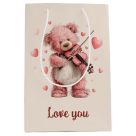 Bolsa De Regalo Mediana Te Amo Teddy con Violín