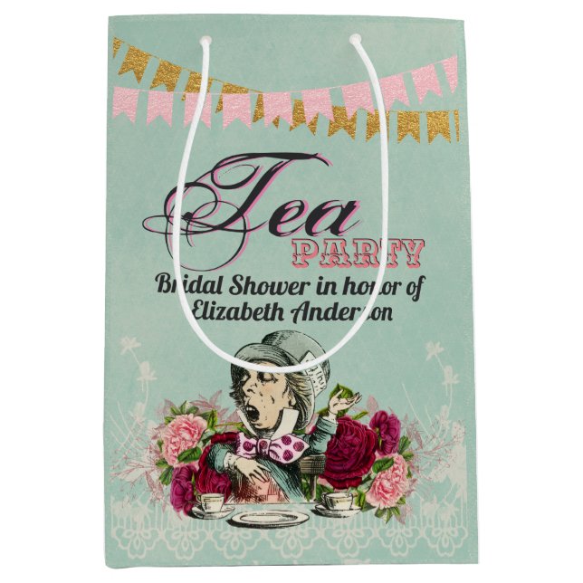Bolsa De Regalo Mediana Té de la Sombrerero Loco Alice Fiesta de Despedida (Anverso)