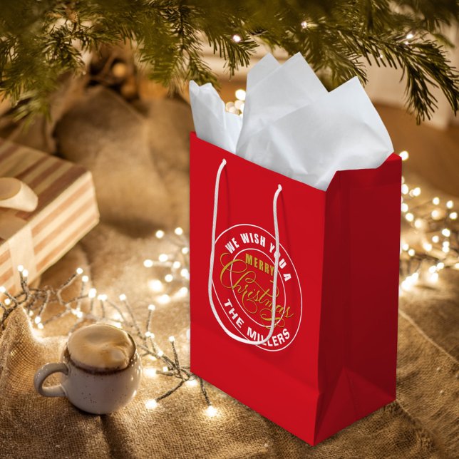 Bolsa De Regalo Mediana Te deseamos un Feliz Navidad Red Custom Name (Subido por el creador)
