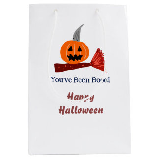 Bolsa De Regalo Mediana Te han abucheado feliz Halloween escoba de calabaz