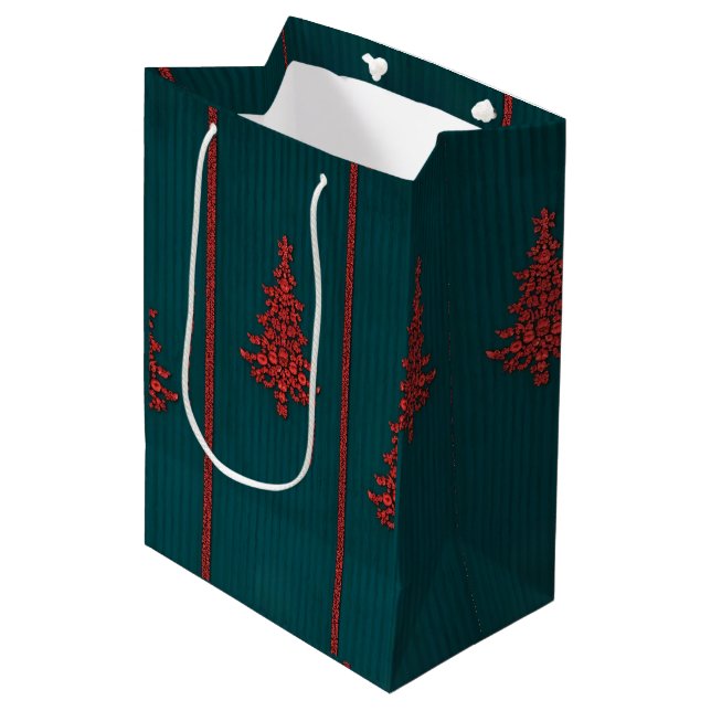 Bolsa De Regalo Mediana Teal and Red Crystal Christmas Trees (Angulo Anverso)