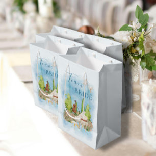 Bolsa De Regalo Mediana Team Bride Elegant Piano Violin palomas Flores azu