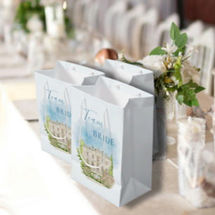 Bolsa De Regalo Mediana Team Bride Elegant Venue Flores Fuente azul