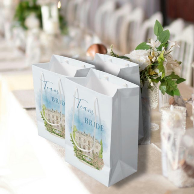 Bolsa De Regalo Mediana Team Bride Elegant Venue Flores Fuente azul (Subido por el creador)