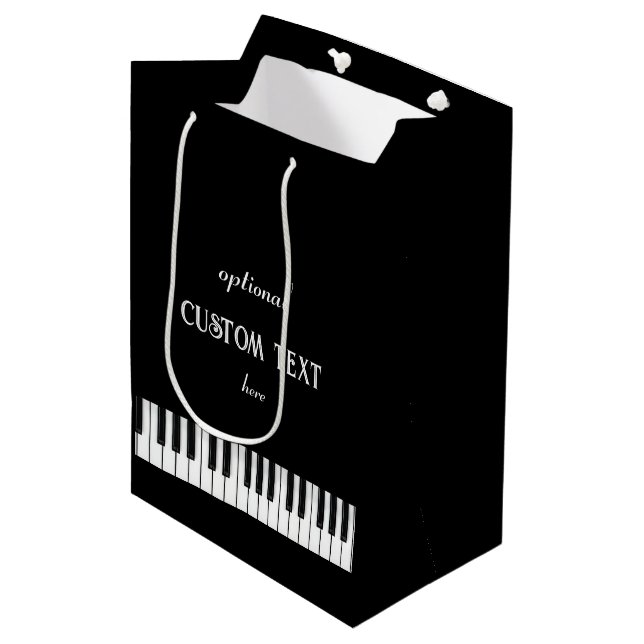 Bolsa De Regalo Mediana Teclado de piano y texto de personalizable en blan (Angulo Anverso)